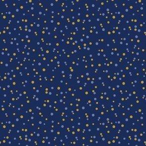 A Lotta Dots  - gold and blue on navy - extra small scale