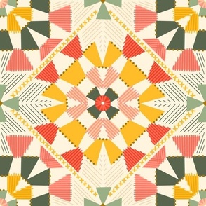 Crochet Kaleidoscope - Cream - Medium Scale