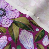 Magnolia Violet and Greens - Medium Scale