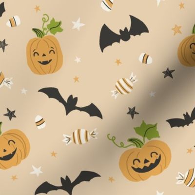 medium scale cute halloween pumpkins bats and candy