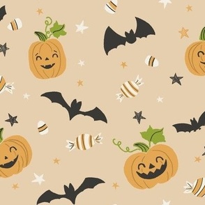 medium scale cute halloween pumpkins bats and candy