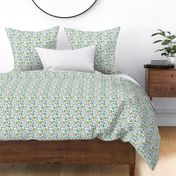 Christmas trees and daisies - seasonal nineties retro holidays design seventies green teal blue aqua on white