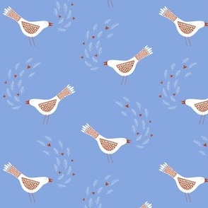 Scandinavian Birds Blue Small Scale