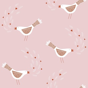 Scandinavian Birds Pink Jumbo