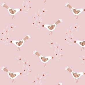 Scandinavian Birds Pink Small Scale