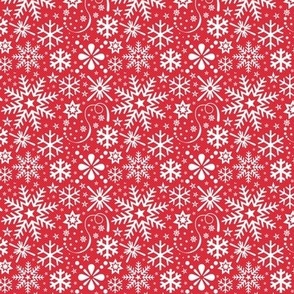 Small Scale- Scandinavian Red White Decorative Snowflakes
