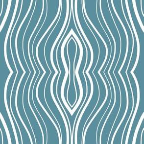 Lacy Lantern Agate #3 - white lines on teal blue, medium 