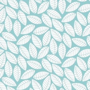 Magical Leaves || White Leaves on Blue  || Magical Christmas Collection by Sarah Price 