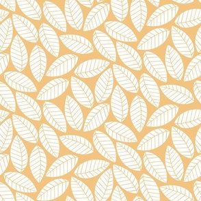 Magical Leaves || White Leaves on Yellow || Magical Christmas Collection by Sarah Price