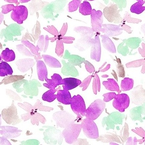 Violet dolce bloom in royal garden - watercolor florals - painted flowers - wild flowers nature bouquet a993-4