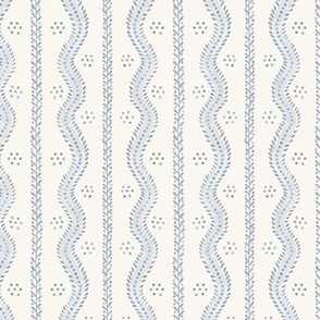 Smaller  Scale ANDREW STRIPE Manor Blue on Cream 