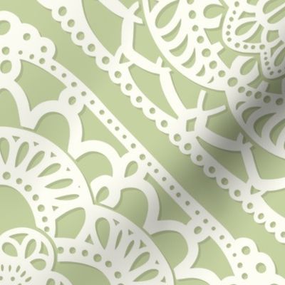 Cozy Granny Squares Diagonal- Pastel Green- Bohemian Summer- Spring-  White- Vintage Lace- Boho Crochet- Gender Neutral Nursery Wallpaper- Extra Large