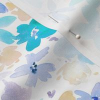 Aqua and cerulean dolce bloom in royal garden - watercolor florals - painted flowers - wild flowers nature bouquet - blue flora a993-7