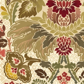 Victorian flowers earthy colors - L