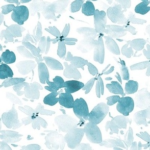 Teal dolce bloom in royal garden - watercolor florals - painted flowers - wild flowers nature bouquet a993-10