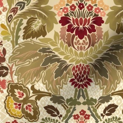 Victorian flowers earthy colors - S