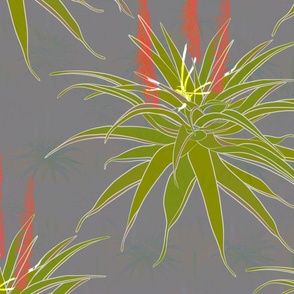 Aloes in Grey and acid green large