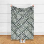 Cozy Granny Squares Diagonal- Dark Muted Green- Olive Green- Calming Neutral- White- Lace- Crochet -Extra Large