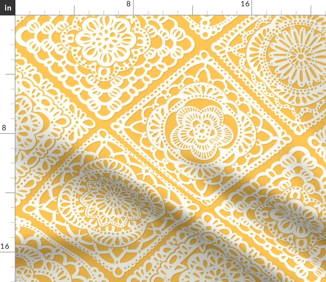 Cozy Granny Squares Diagonal- Golden Yellow- Sunshine- Sunflower- bohemian Summer- White- Vintage Lace- Boho Crochet - Large