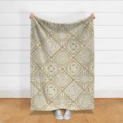 Cozy Granny Squares Diagonal- Ocher- Ochre- Mustard- Calming Neutral- White- Lace- Crochet -Extra Large