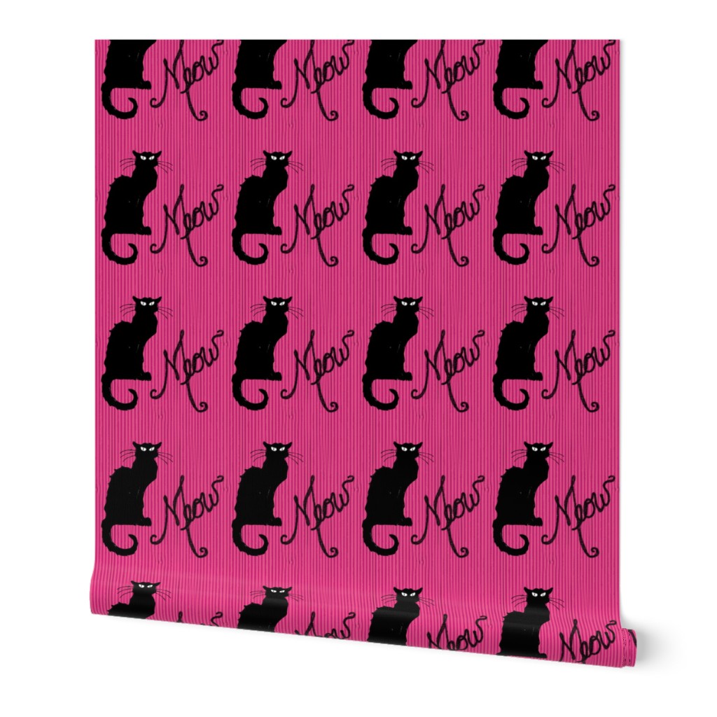 Le Chat Noir Black Cat on Pink Stripe