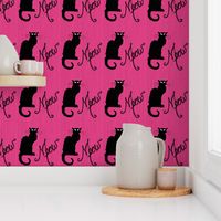 Le Chat Noir Black Cat on Pink Stripe