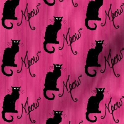 Le Chat Noir Black Cat on Pink Stripe