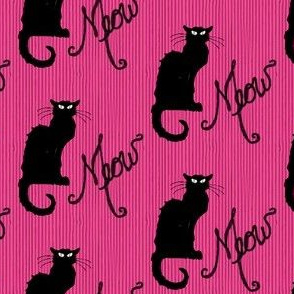 Le Chat Noir Black Cat on Pink Stripe