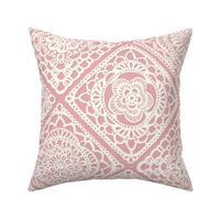 Cozy Granny Squares Diagonal- Pastel Pink- Rose- Calming Neutral- White- Bohemian Lace- Boho Crochet - Large