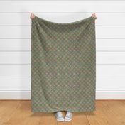 Cozy Granny Squares Diagonal - Vintage California Desert - Multicolor on Dark Green Background - Bohemian Lace - Boho Crochet - Mini