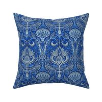 Whimsical Chalk Damask in Midnight Blue and Grey - medium 