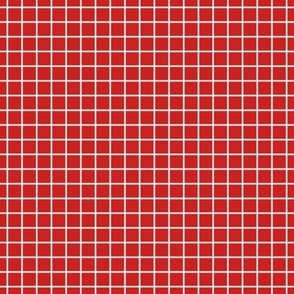 Small Scale- Farmhouse Christmas Checker Grid Red