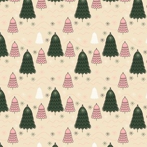 Small Scale- Christmas Trees Green Pink