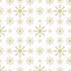 Small Scale- Gold Snowflakes on stripe background