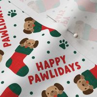 Happy Pawlidays - red and green - cute dog Christmas Stockings - LAD22