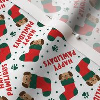 (small scale) Happy Pawlidays - red and green - cute dog Christmas Stockings - LAD22