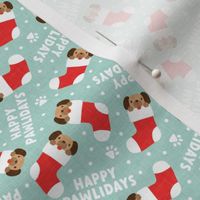 (small scale) Happy Pawlidays - mint  - cute dog Christmas Stockings - LAD22