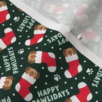 (small scale) Happy Pawlidays - dark green - cute dog Christmas Stockings - LAD22