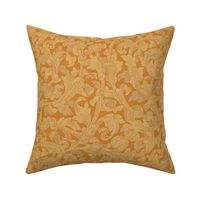Foliage embroidery in orange hues