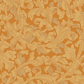 Foliage embroidery in orange hues