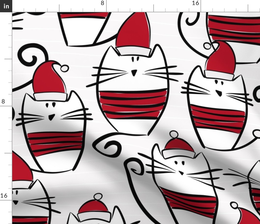 large scale christmas cats - percy cat - funny santa cats - cat fabric