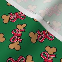 Christmas Bones - Dog Gift - Christmas Gift Bones with bows -  green - LAD22