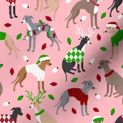 Italian Greyhound Christmas Pink