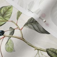Vintage Autumn Branches Leaves and colorful  antique birds, Antique bird, Fall fabric, Off white double layer