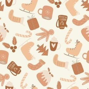 neutral christmas fabric - boho neutral design, gingerbread, soft fabric