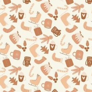 MINI neutral christmas fabric - boho neutral design, gingerbread, soft fabric