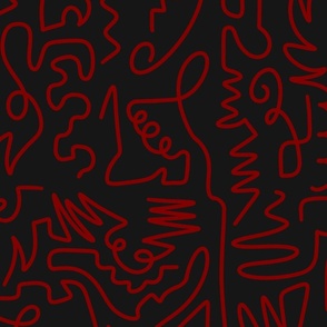Squiggles, black and red 