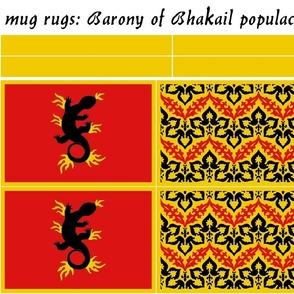 mug rugs: Barony of Bhakail (SCA)