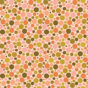 Pink Orange and Green Hand Drawn Polka Dots {on Misty Rose Pink}