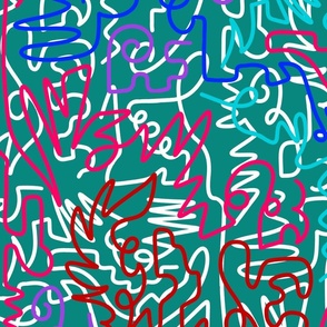 Squiggles, blueish green